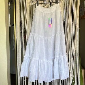 RACHEL ZOE 3 TIER 100% LINEN MIDI SKIRT - MEDIUM